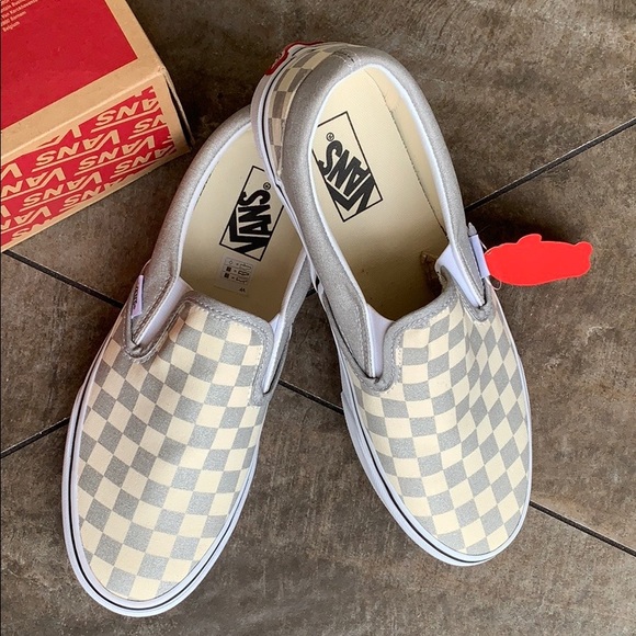 •VANS CLASSIC SLIP ON CHECKERBOARD SILVER WMNS - Picture 5 of 16